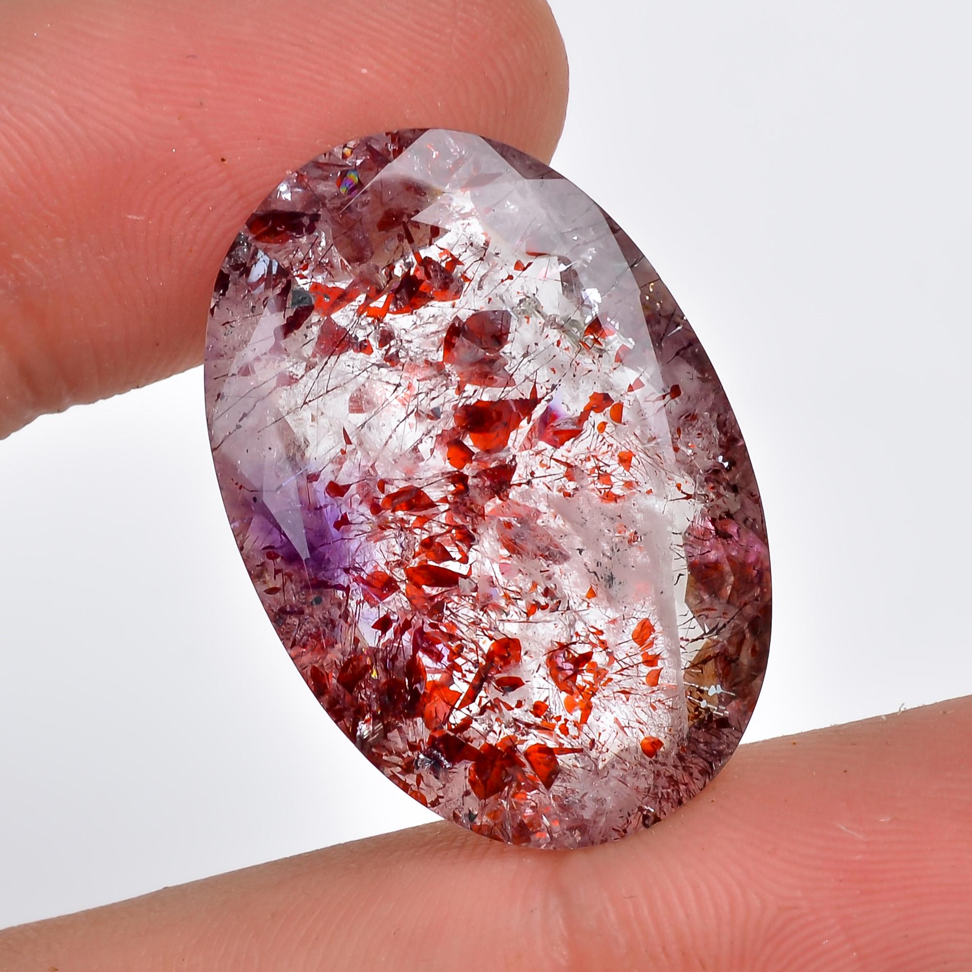 natural elestial quartz oval shape faceted loose gemstone