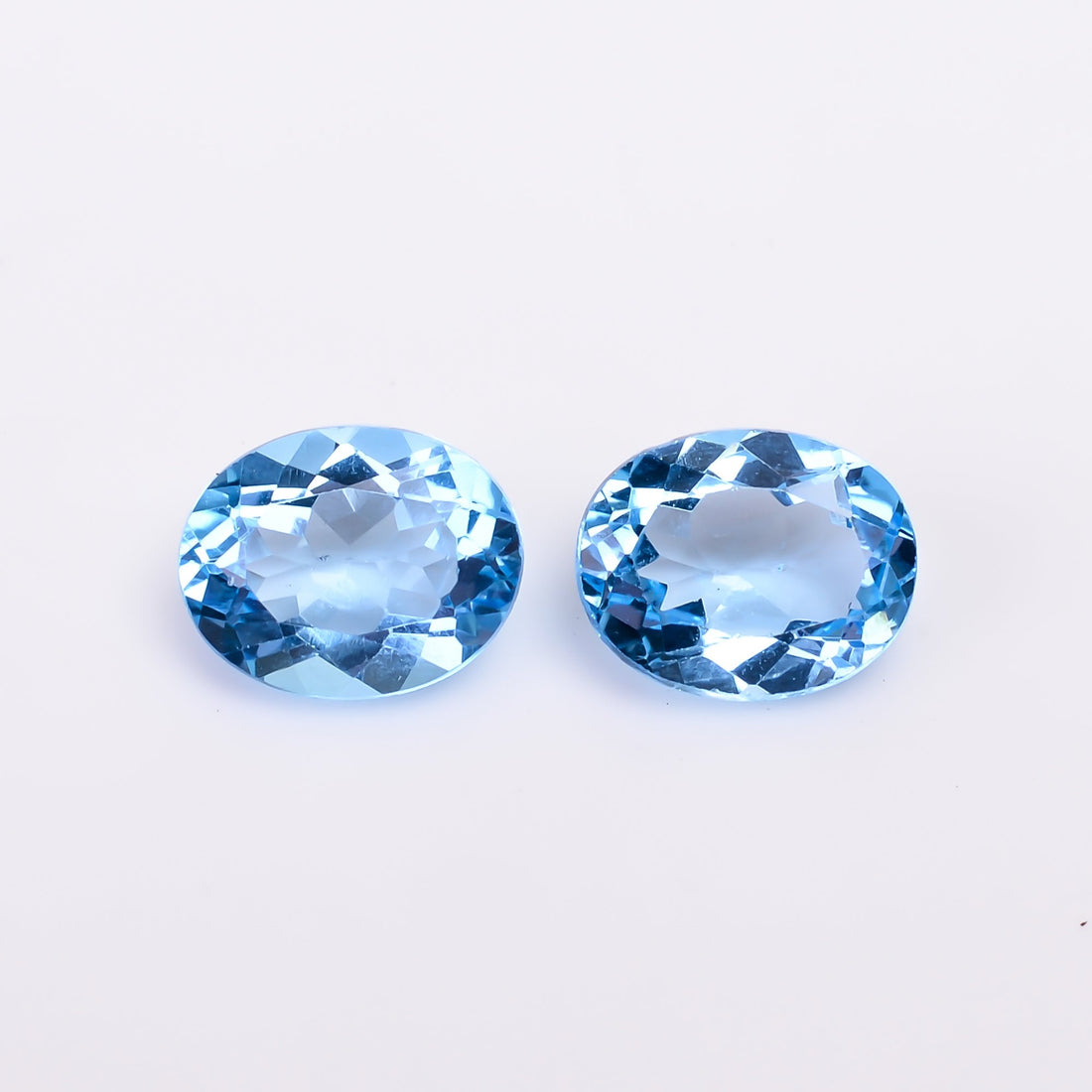 swiss blue topaz oval shape cut stone natural loose gemstone pair