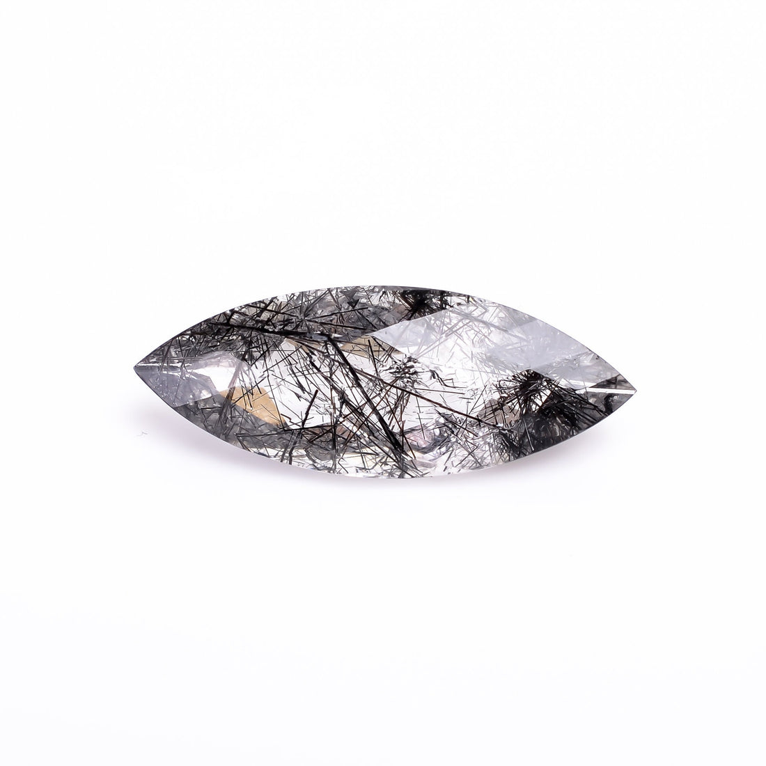 black rutile natural quartz marquise shape faceted loose gemstone