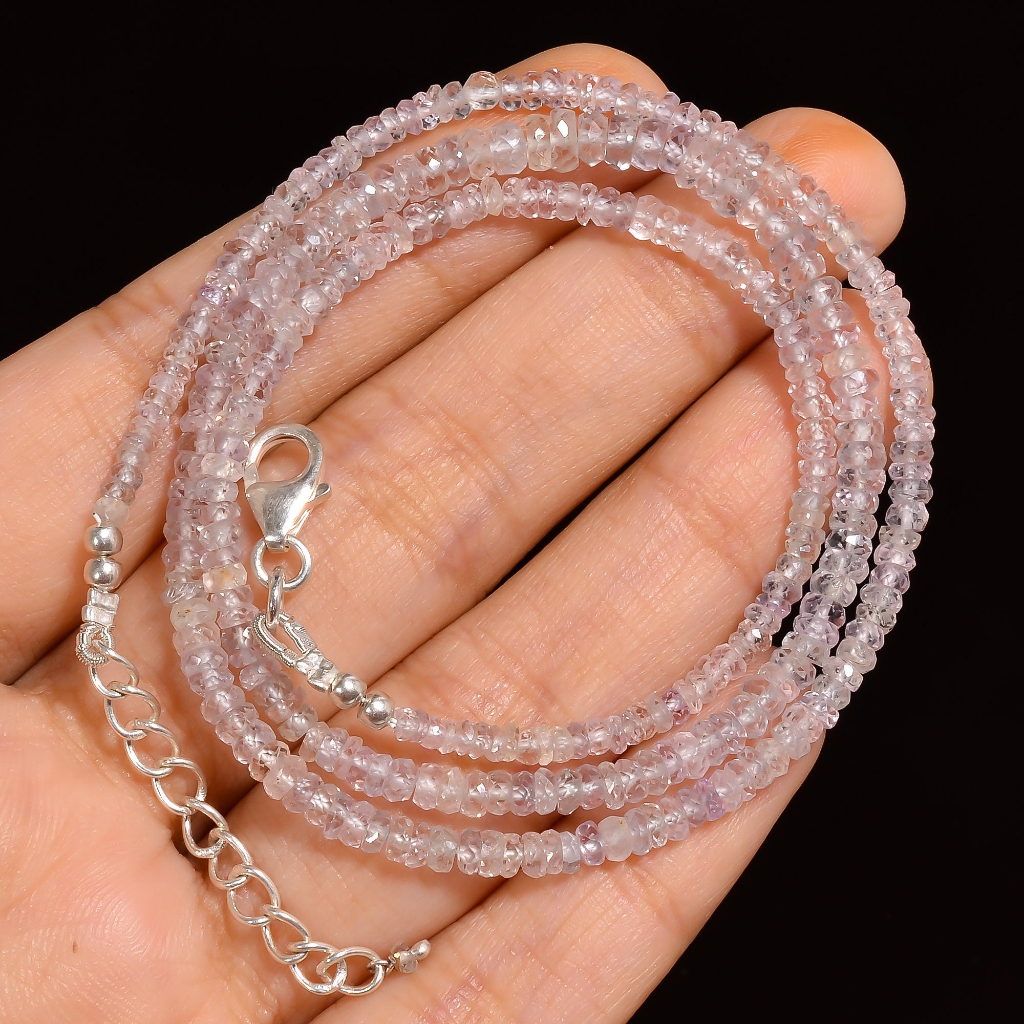 sapphire natural gemstone rondelle shape faceted beads necklace
