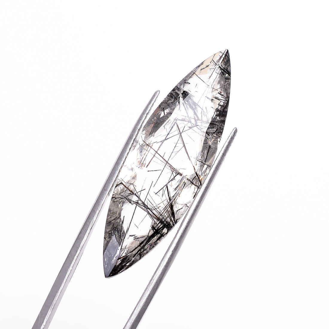 black rutile natural quartz marquise shape cut stone loose gemstone