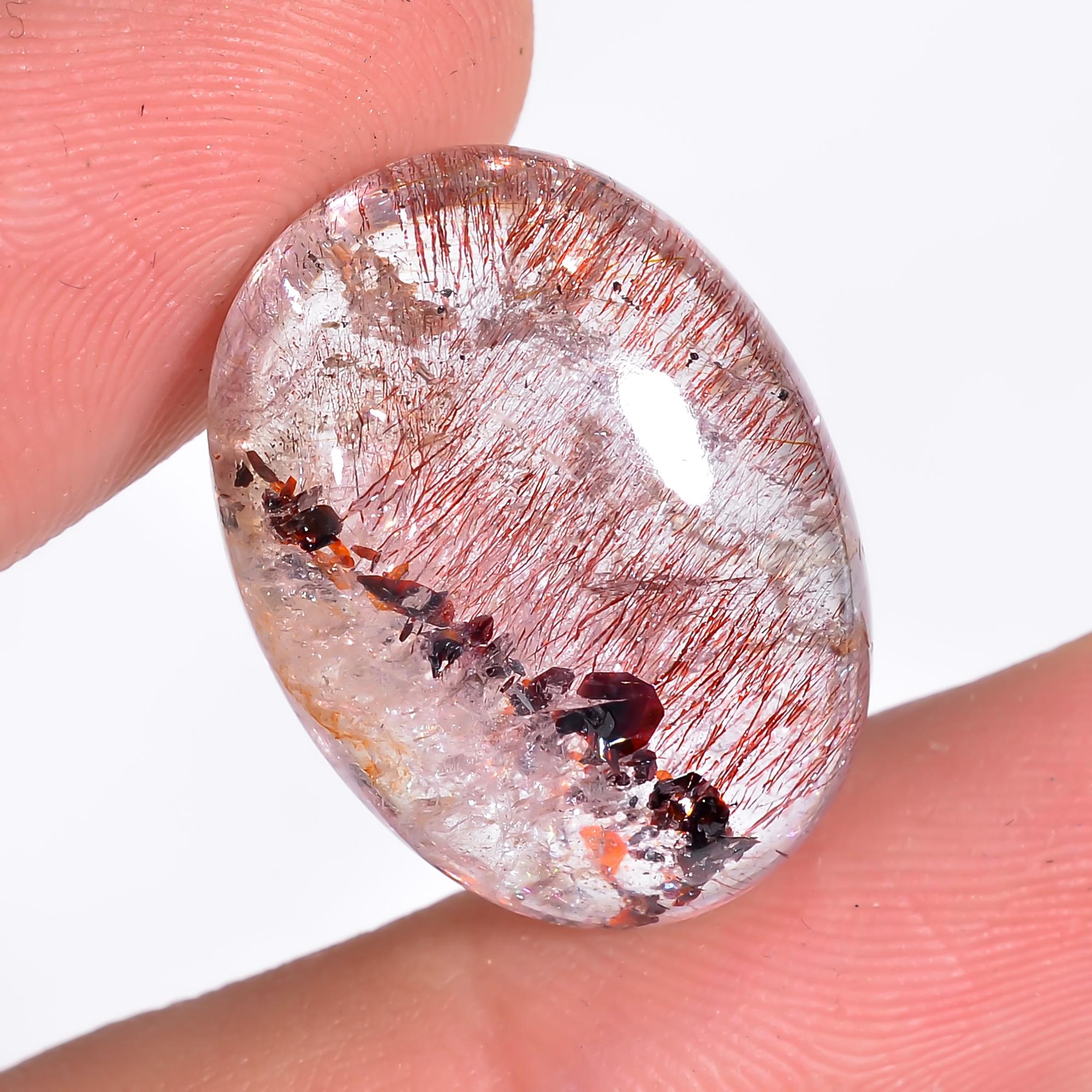 elestial quartz natural oval shape cabochon loose gemstone