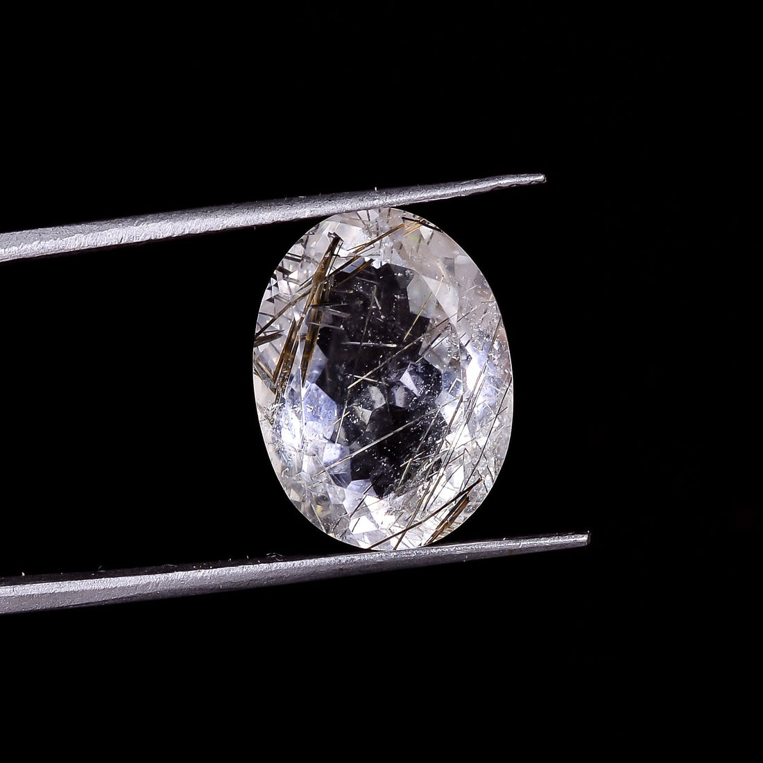 rutile quartz oval shape cut stone loose gemstone