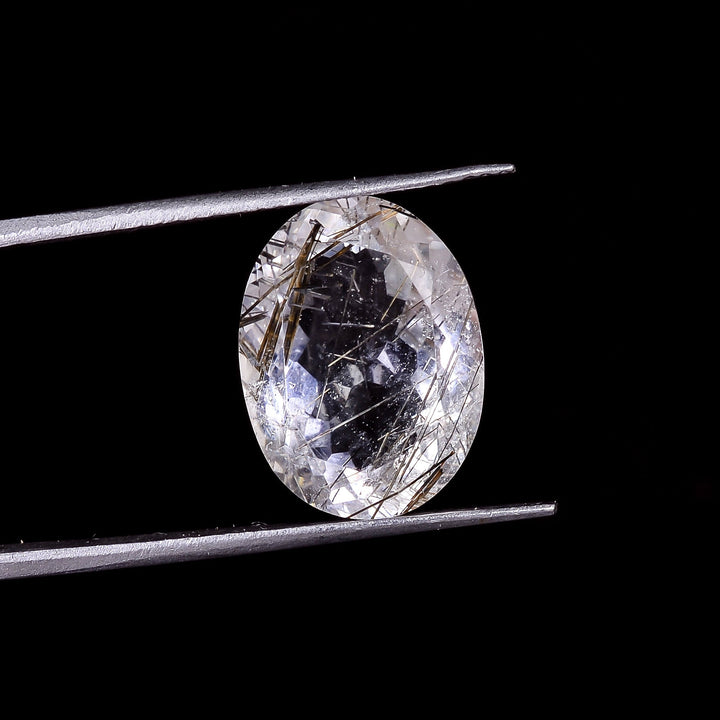 rutile quartz oval shape cut stone loose gemstone