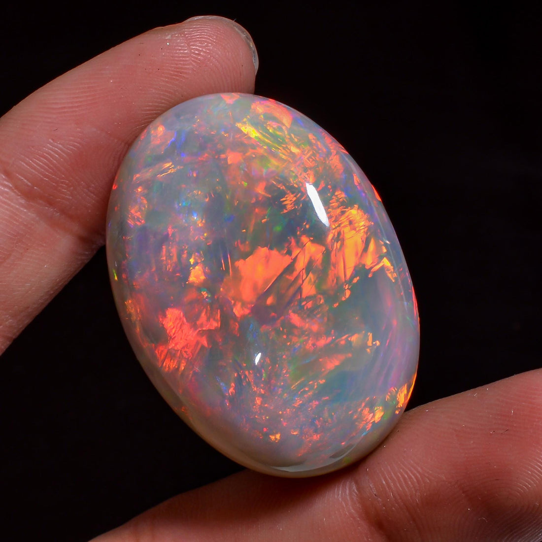 one of a kind natural ethiopian opal oval shape cabochon loose gemstone