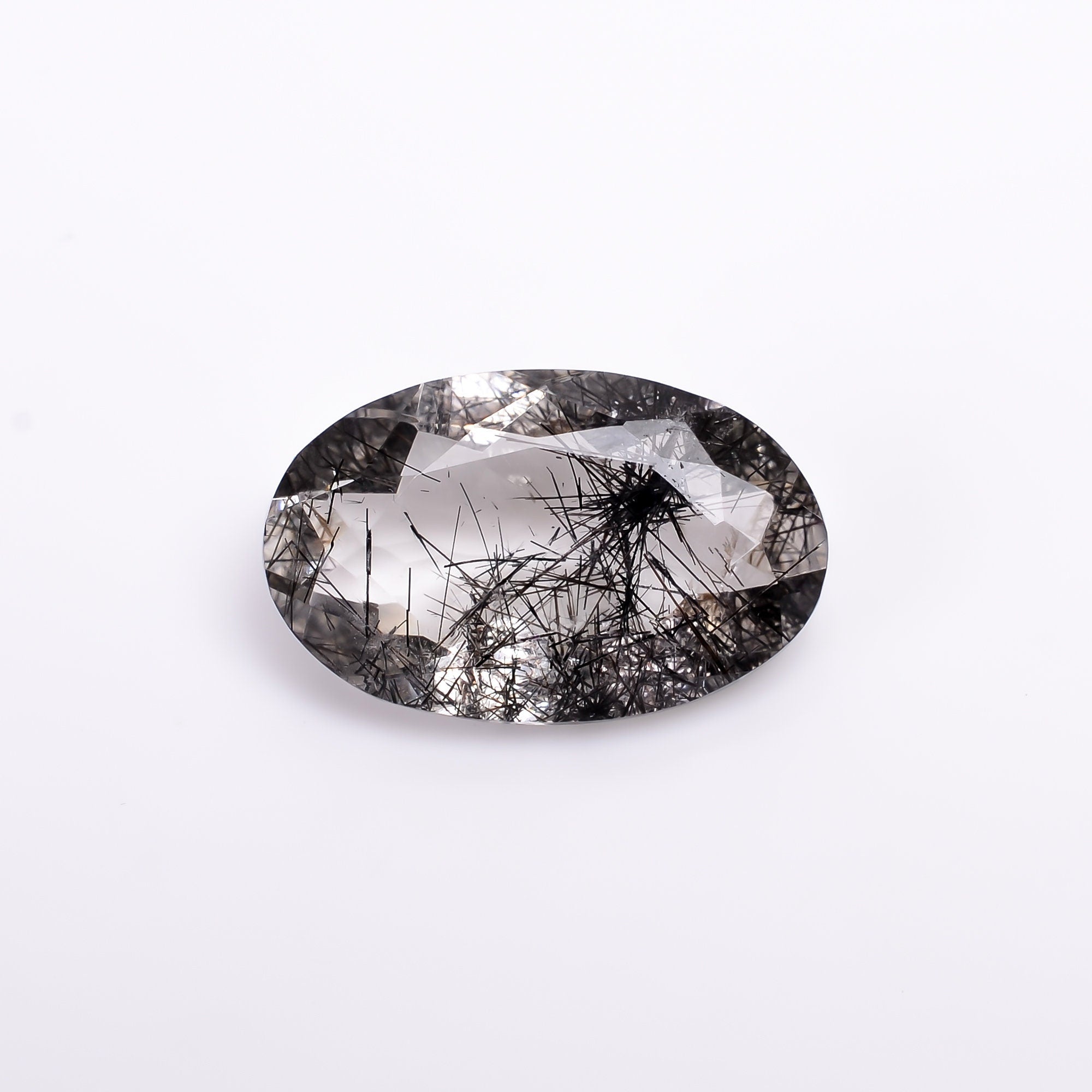 black rutile natural quartz oval shape cut stone loose gemstone