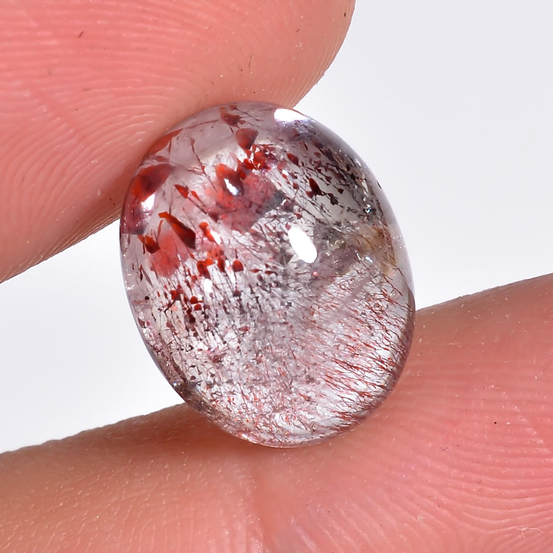 elestial quartz natural oval shape cabochon loose gemstone