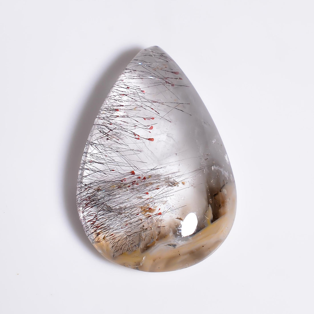 elestial quartz pear shape cabochon loose gemstone