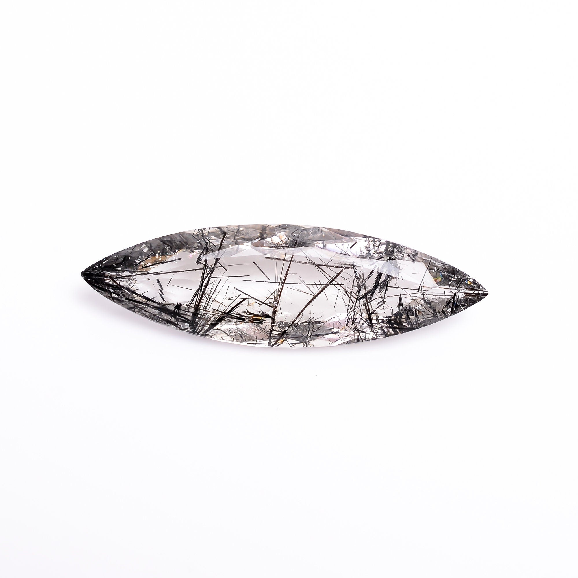 black rutile natural quartz marquise shape cut stone loose gemstone