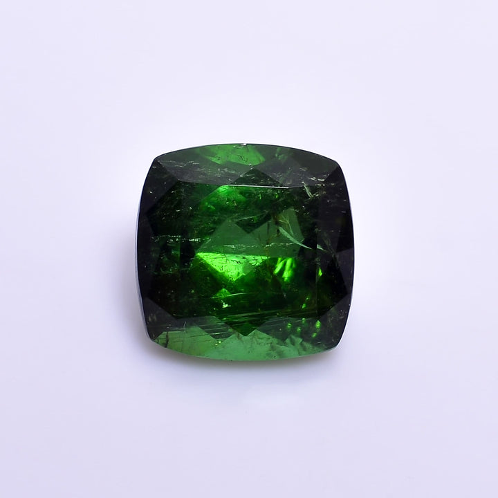 natural green tourmaline square shape facit cut stone loose gemstone