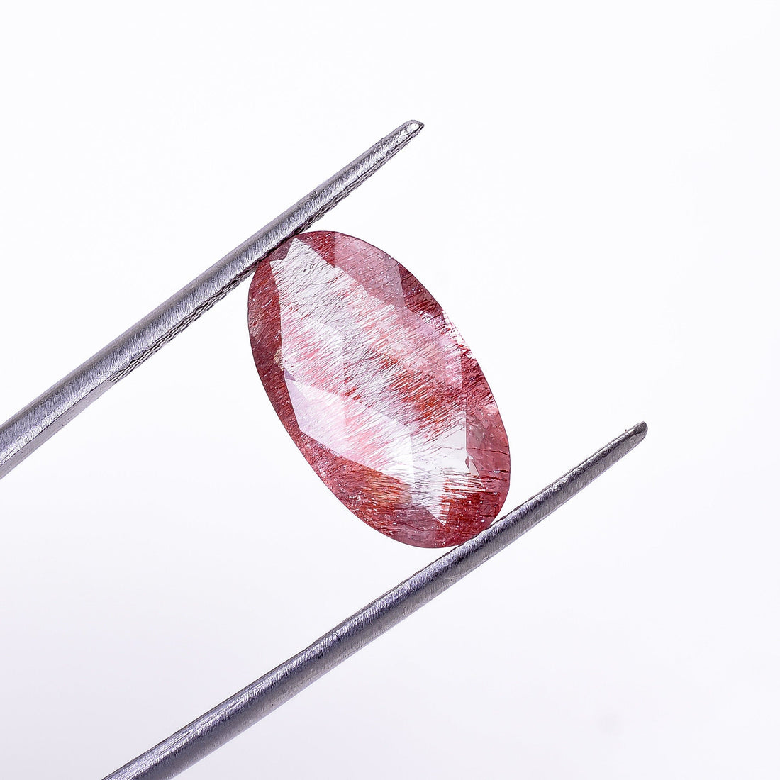 elestial quartz oval shape faceted natural loose gemstone