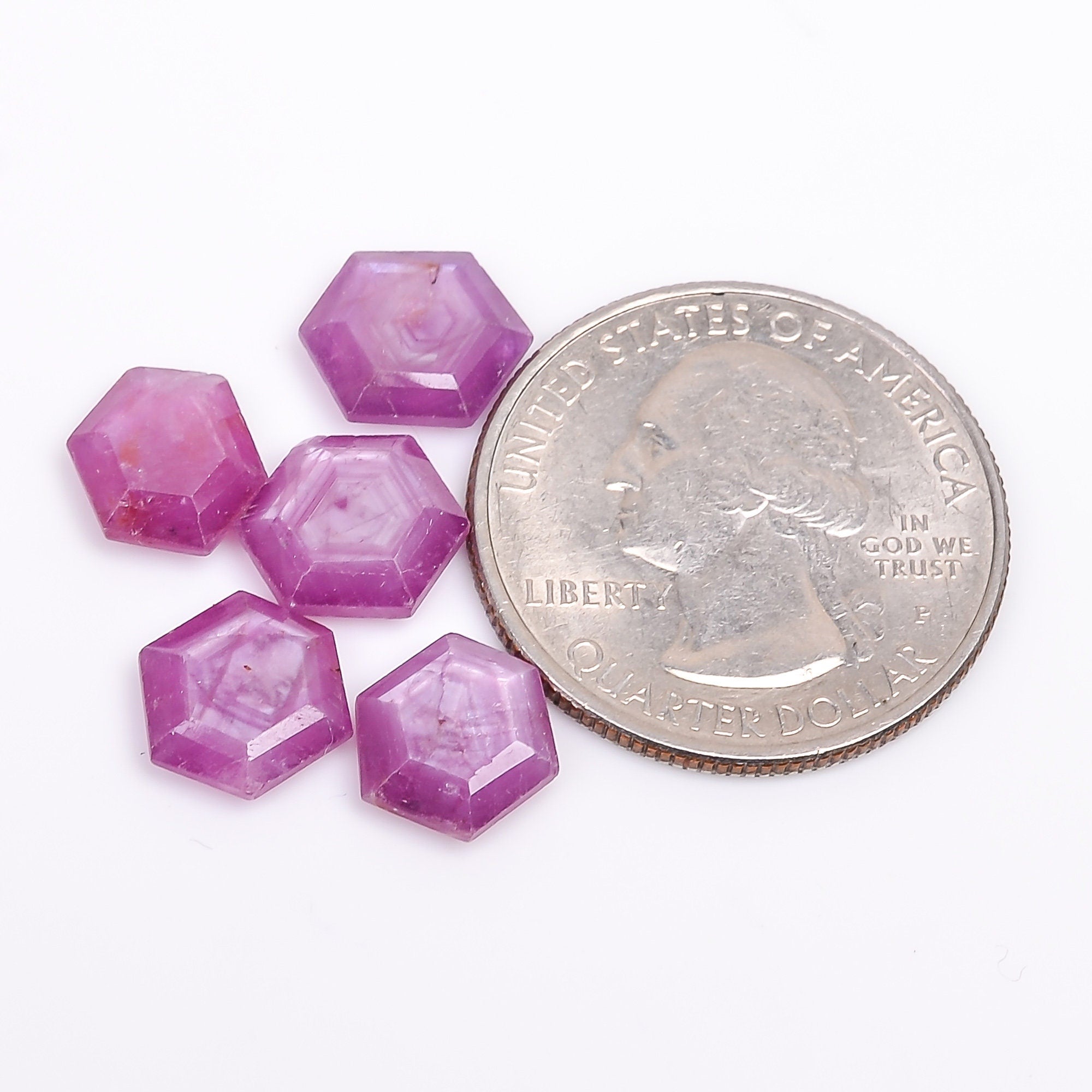ruby natural hexagon texture shape cut stone loose gemstone 5 pcs lot