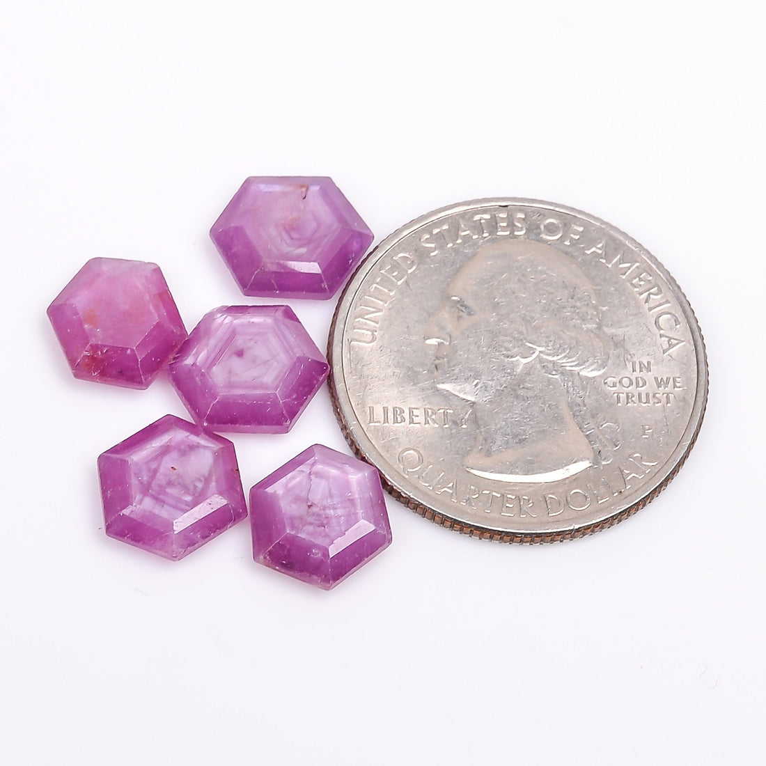 ruby natural hexagon texture shape cut stone loose gemstone 5 pcs lot