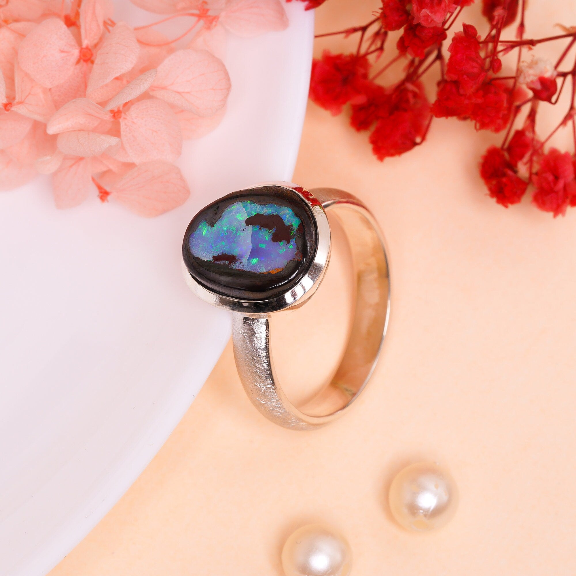 mens ring natural boulder opal fancy shape ethnic handmade mens 925 sterling silver ring 13 75 us 9 6 gms y 7777