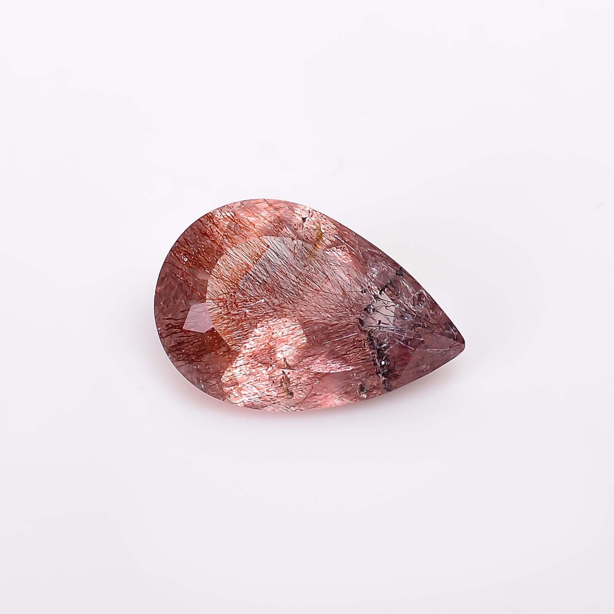 elestial quartz with lepidocrocite natural pear shape cut stone loose gemstone