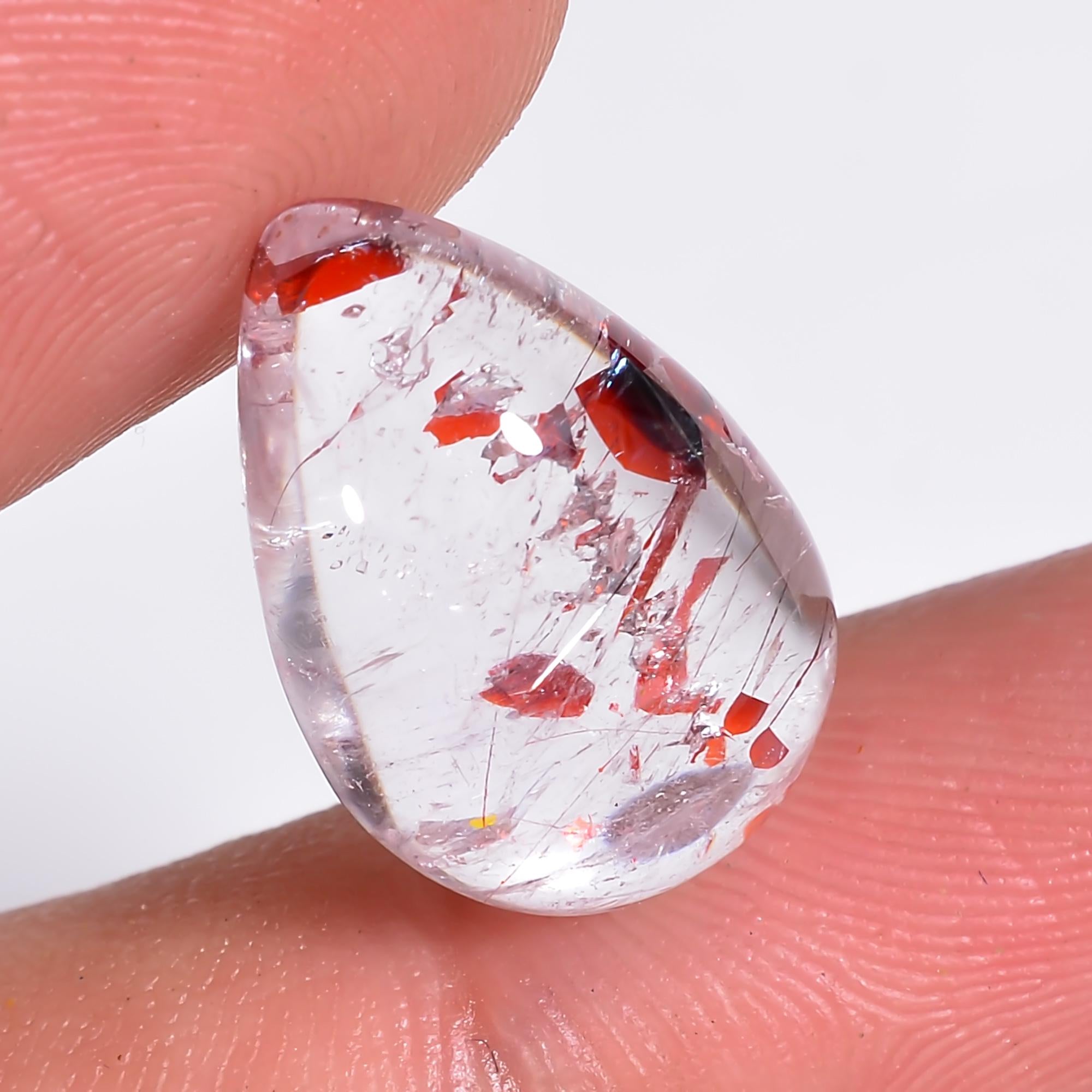 elestial quartz natural pear shape cabochon loose gemstone