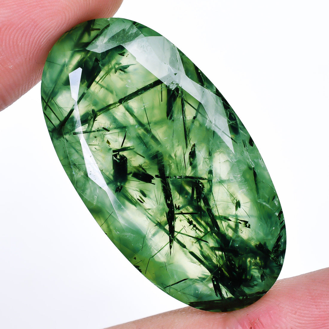prehnite oval shape cut stone loose gemstone