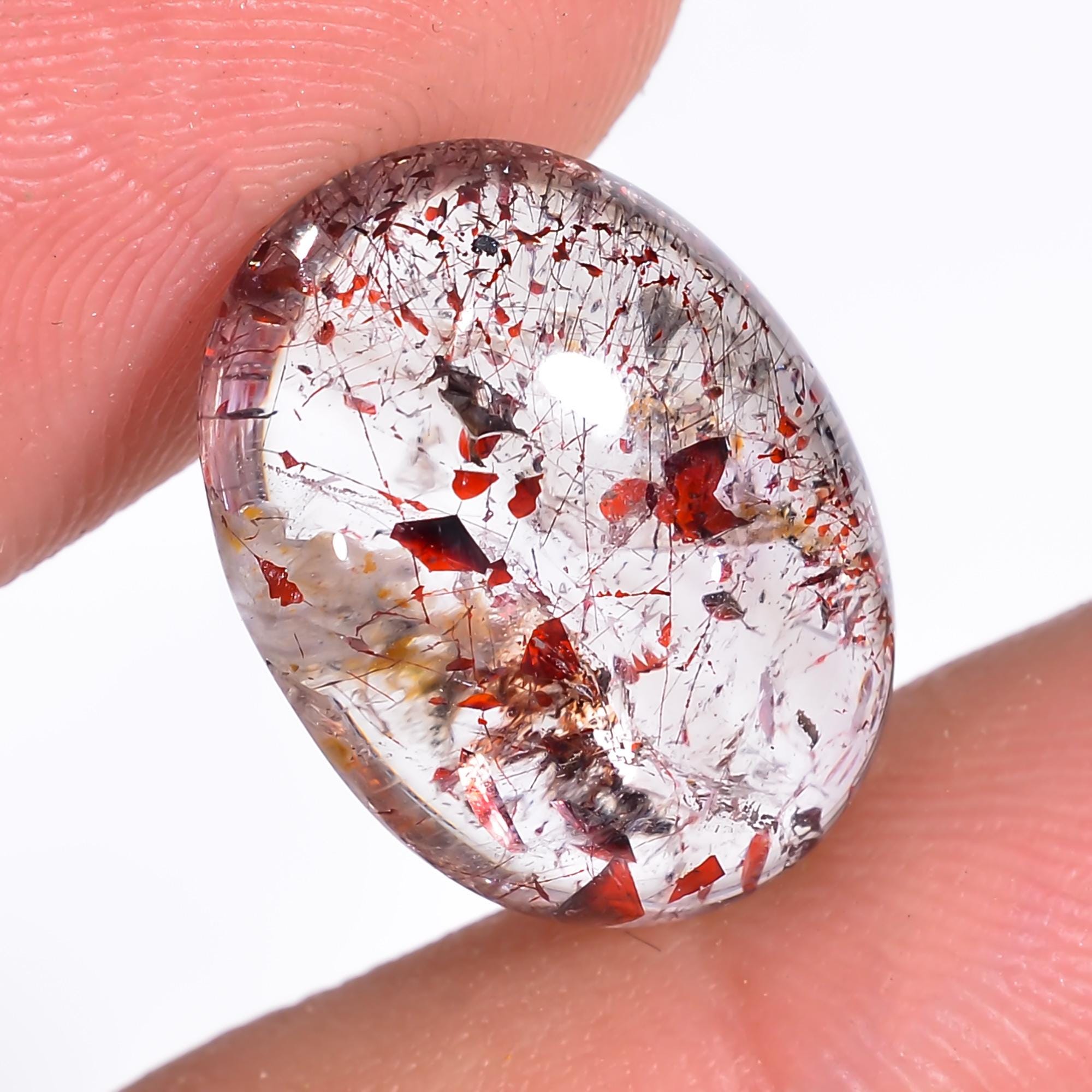 elestial quartz oval shape cabochon loose gemstone