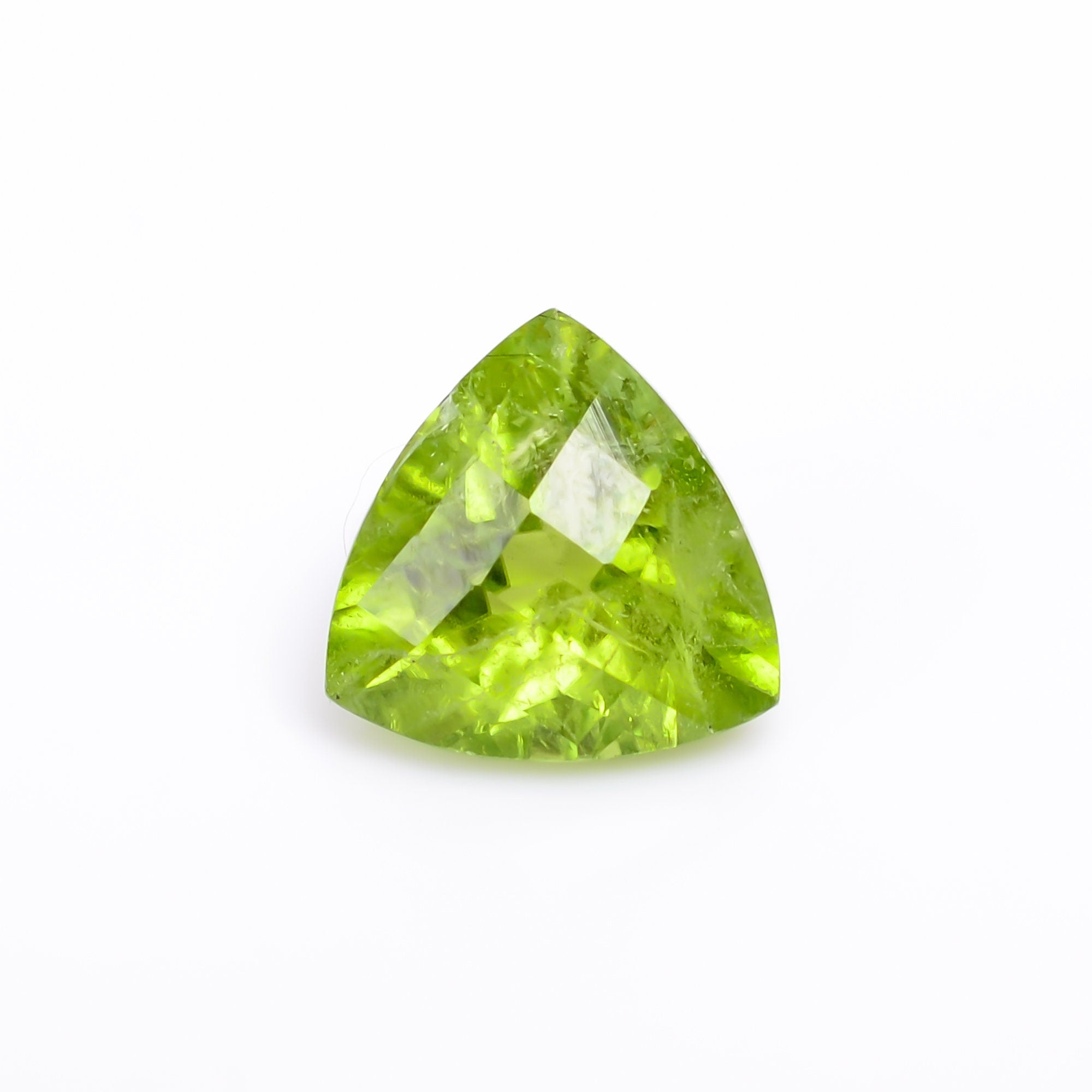 peridot natural trillion shape faceted loose gemstone