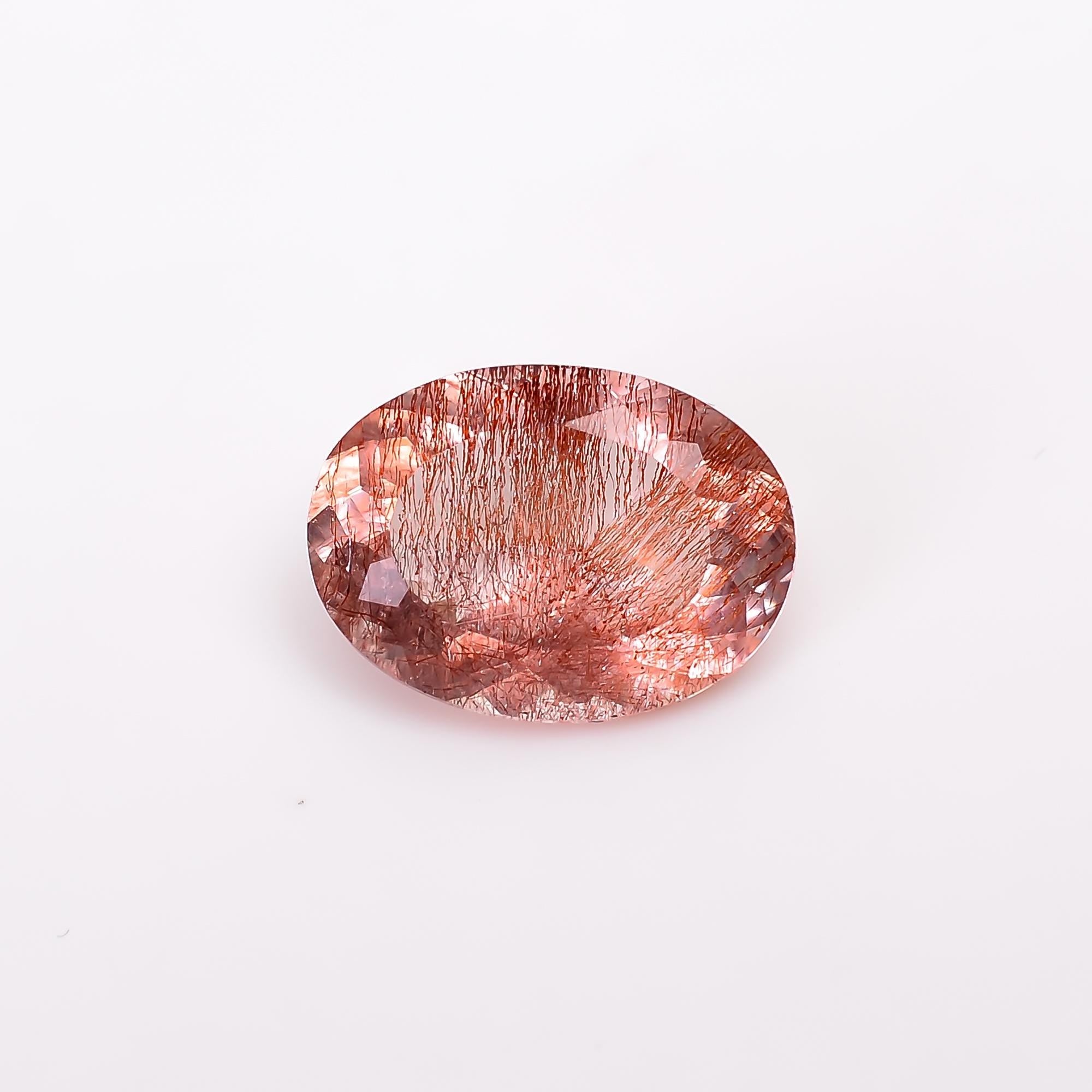 elestial quartz with lepidocrocite natural oval shape cut stone loose gemstone