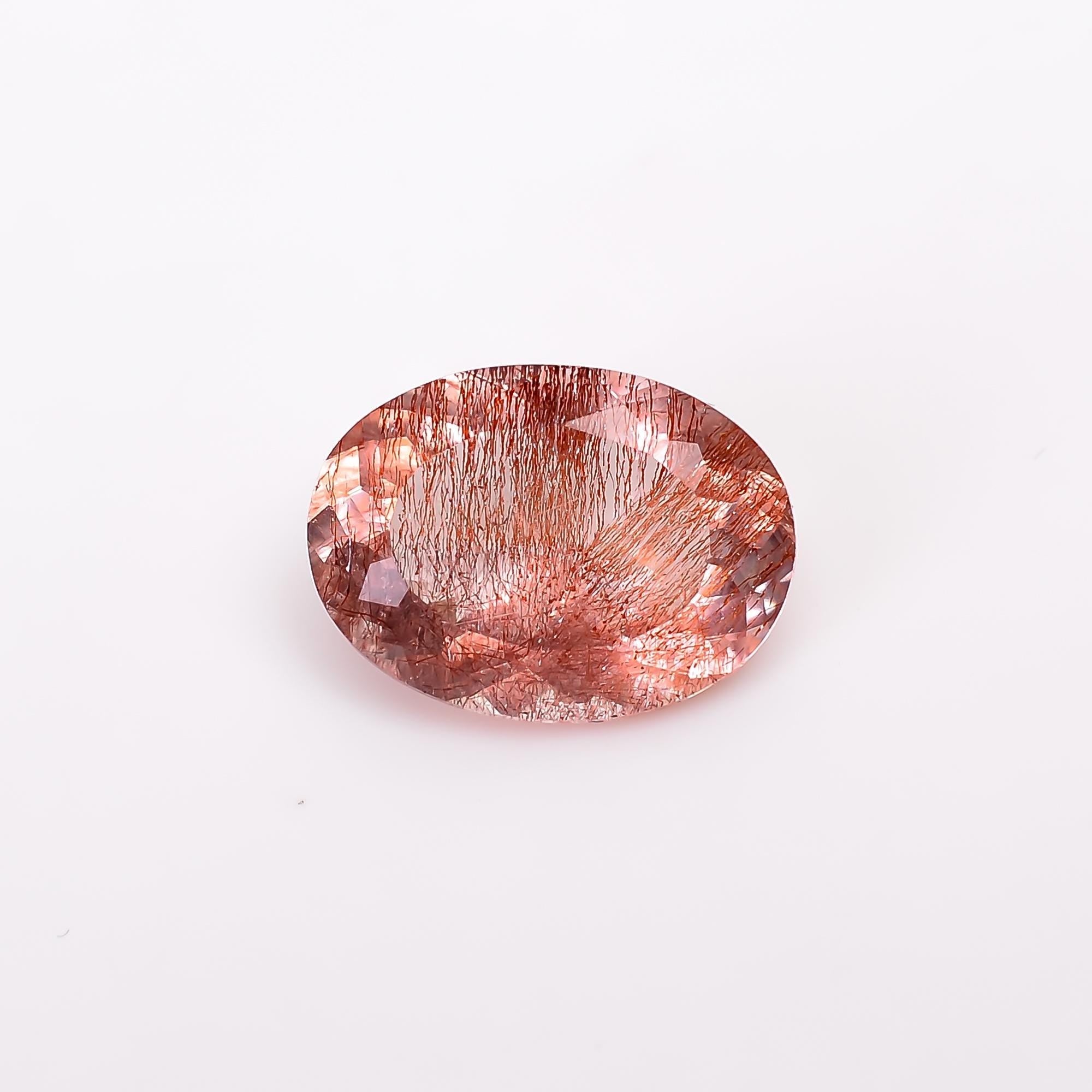 elestial quartz with lepidocrocite natural oval shape cut stone loose gemstone