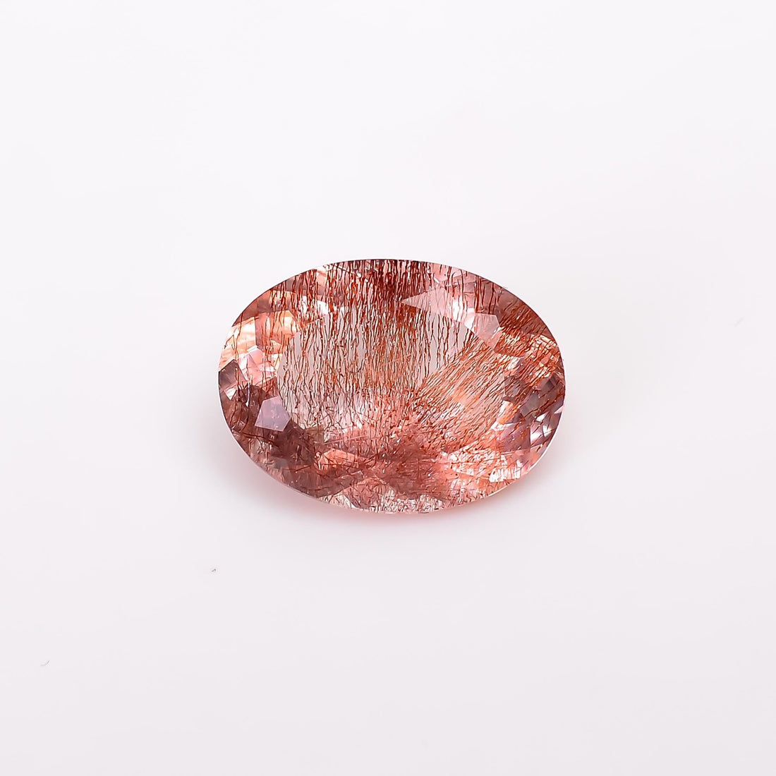 elestial quartz with lepidocrocite natural oval shape cut stone loose gemstone
