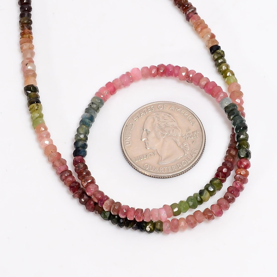 multi tourmaline natural gemstone rondelle shape faceted 15 lines strand 18 beads 5x5x3 mm 962 5 ct yn 506