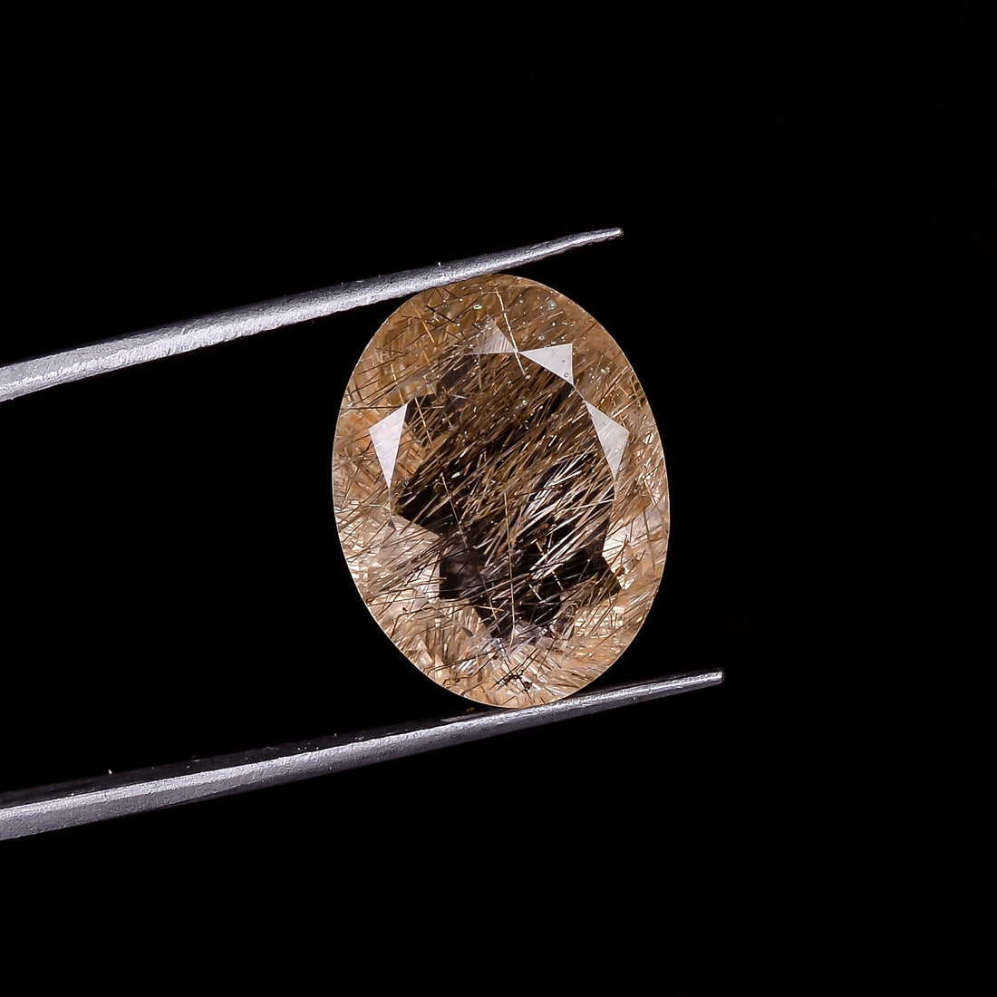 golden rutile quartz oval shape cut stone loose gemstone