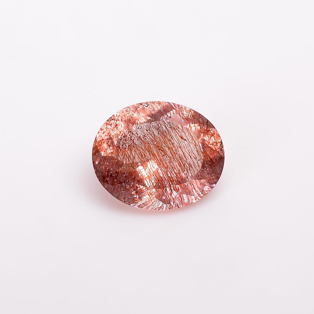 elestial quartz with lepidocrocite natural oval shape cut stone loose gemstone