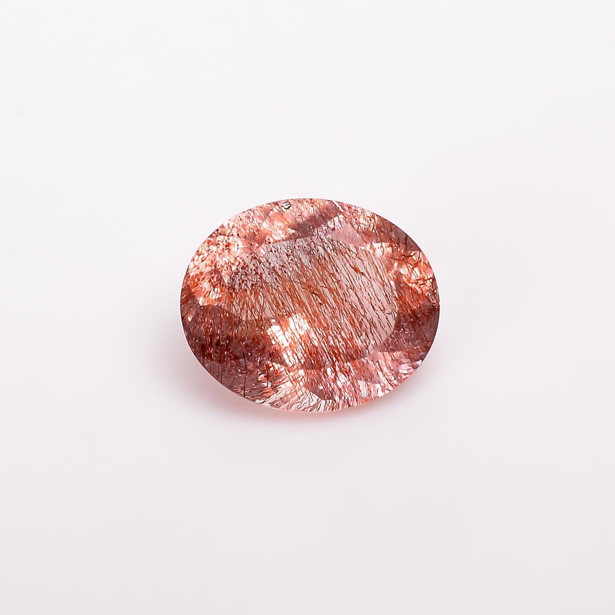 elestial quartz with lepidocrocite natural oval shape cut stone loose gemstone