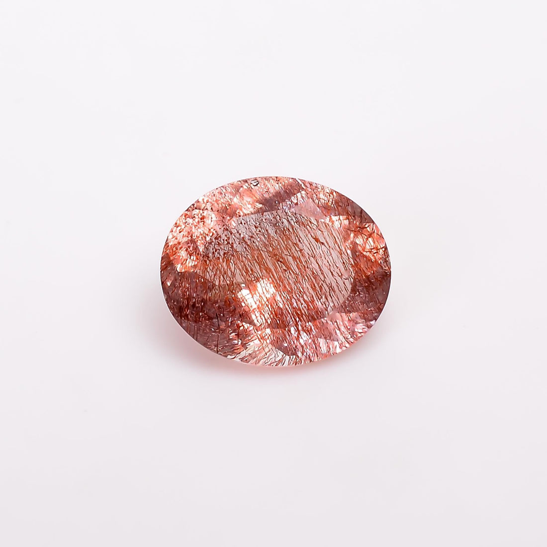 elestial quartz with lepidocrocite natural oval shape cut stone loose gemstone