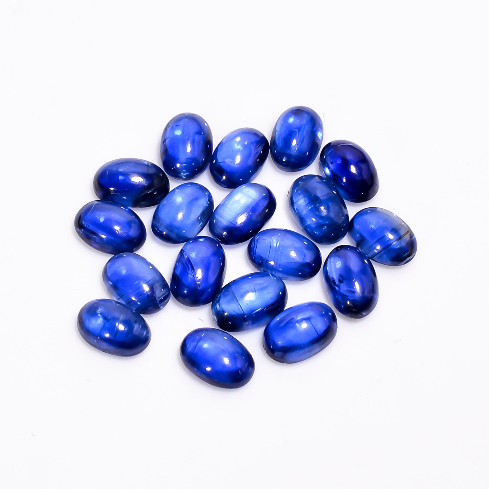 blue kyanite oval shape cabochon loose gemstone 18 pcs