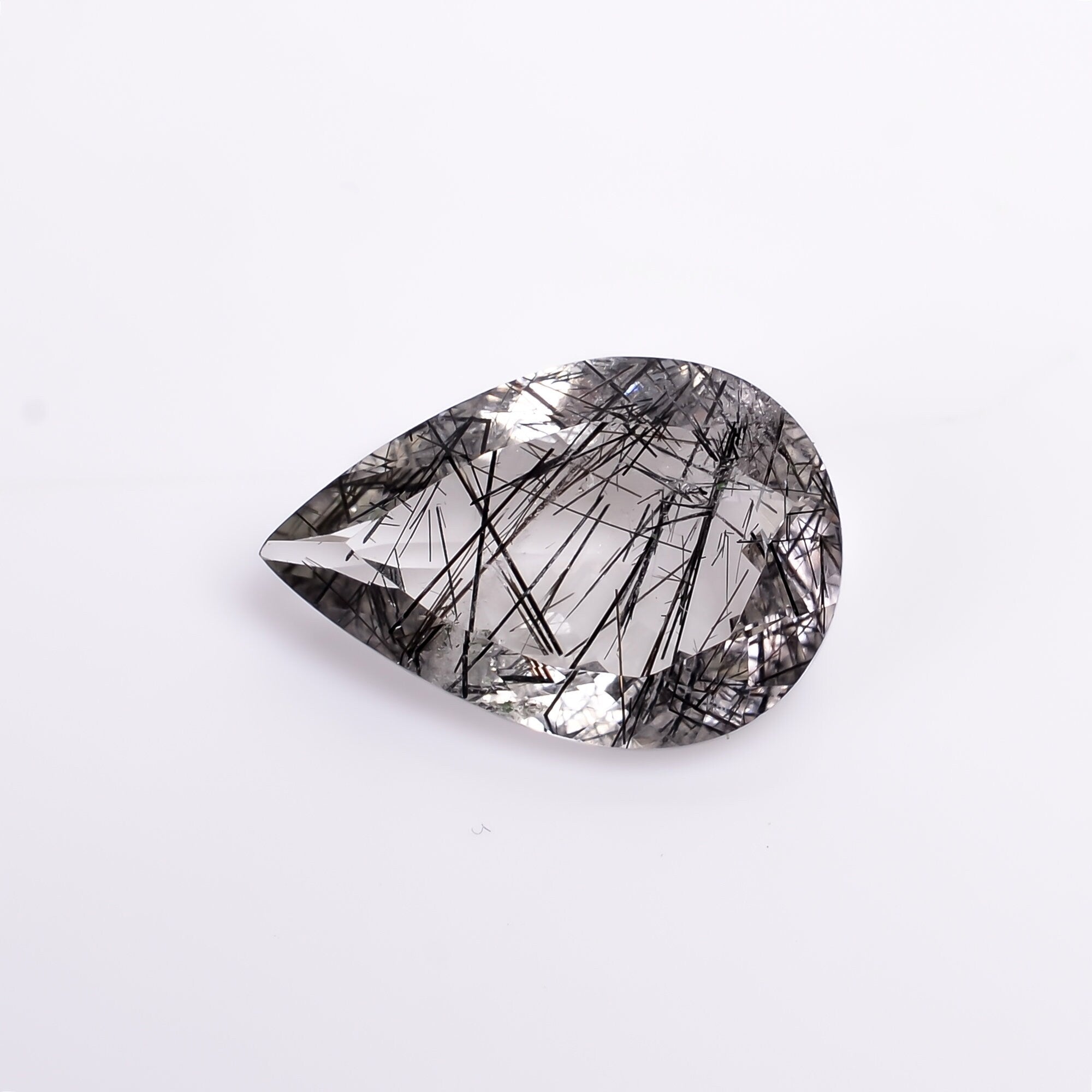 black rutile natural quartz pear shape cut stone loose gemstone