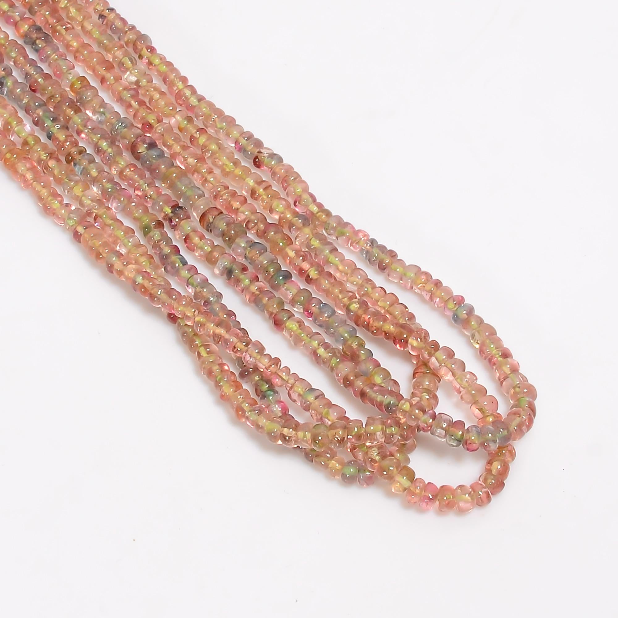 tourmaline natural gemstone rondelle shape smooth 4 lines strand 16 beads 3x3x2 mm 257 5 ct yn 516