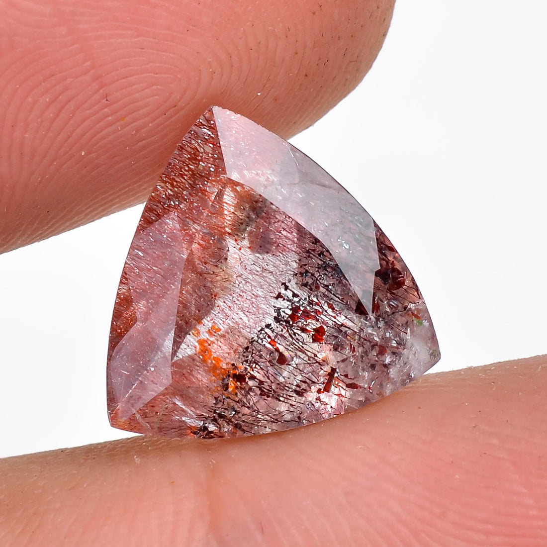 natural elestial quartz trillion shape cut stone loose gemstone