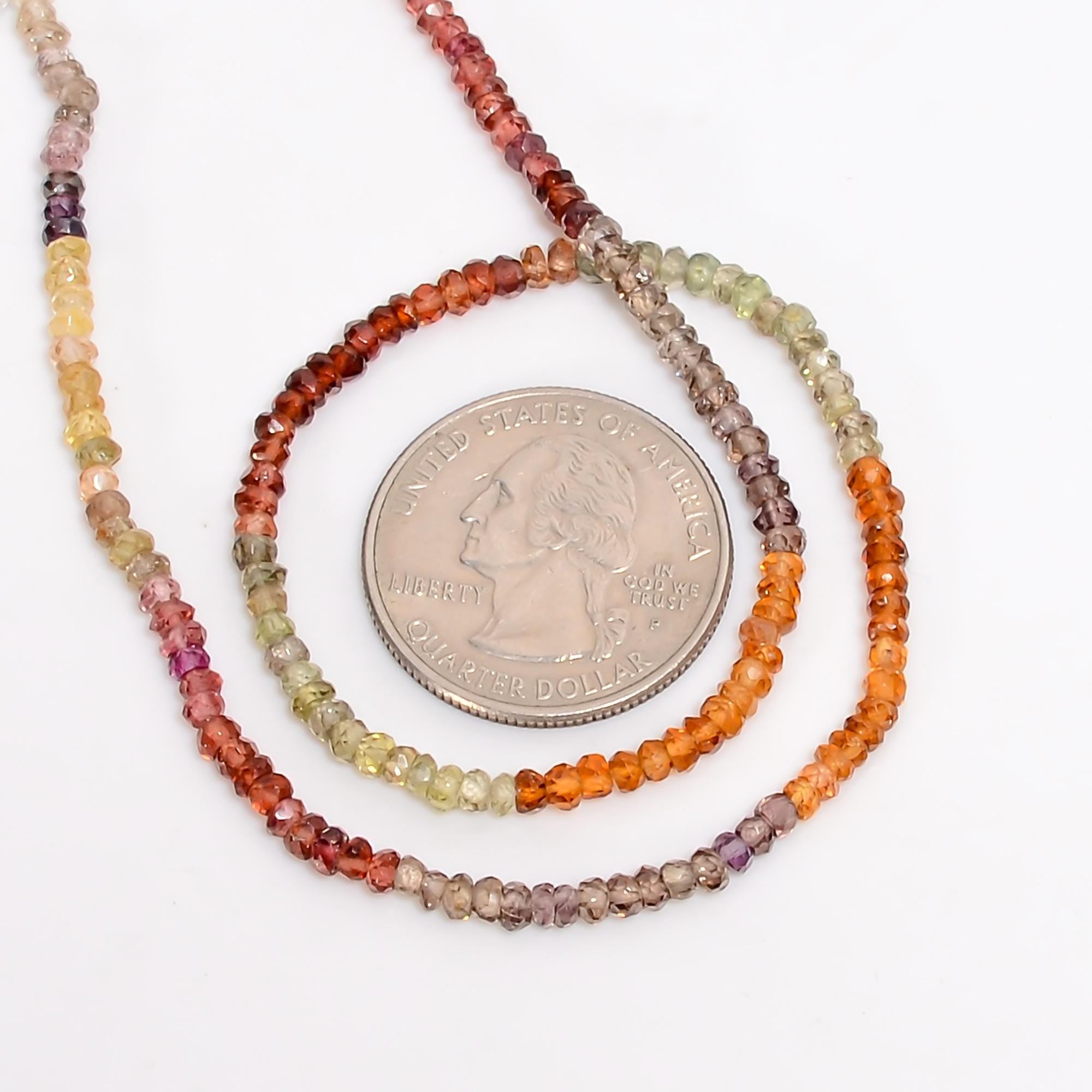 multi sapphire natural gemstone rondelle shape smooth 16 lines strand 14 beads 3x3x2 mm 870 5 ct yn 498