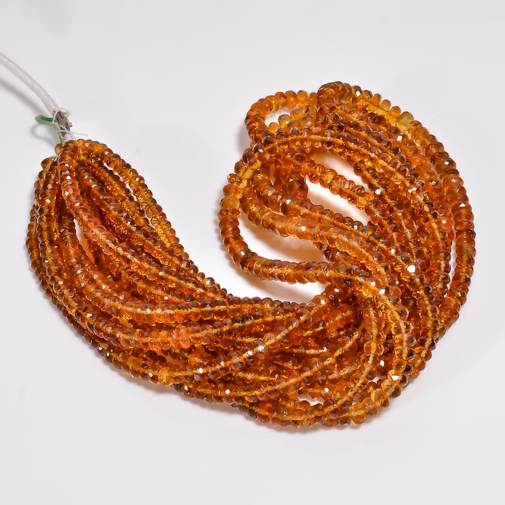 brandy citrine natural gemstone rondelle shape faceted 