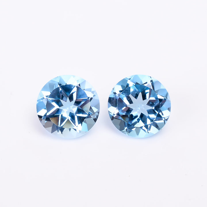 swiss blue topaz round shape cut stone natural loose gemstone pair