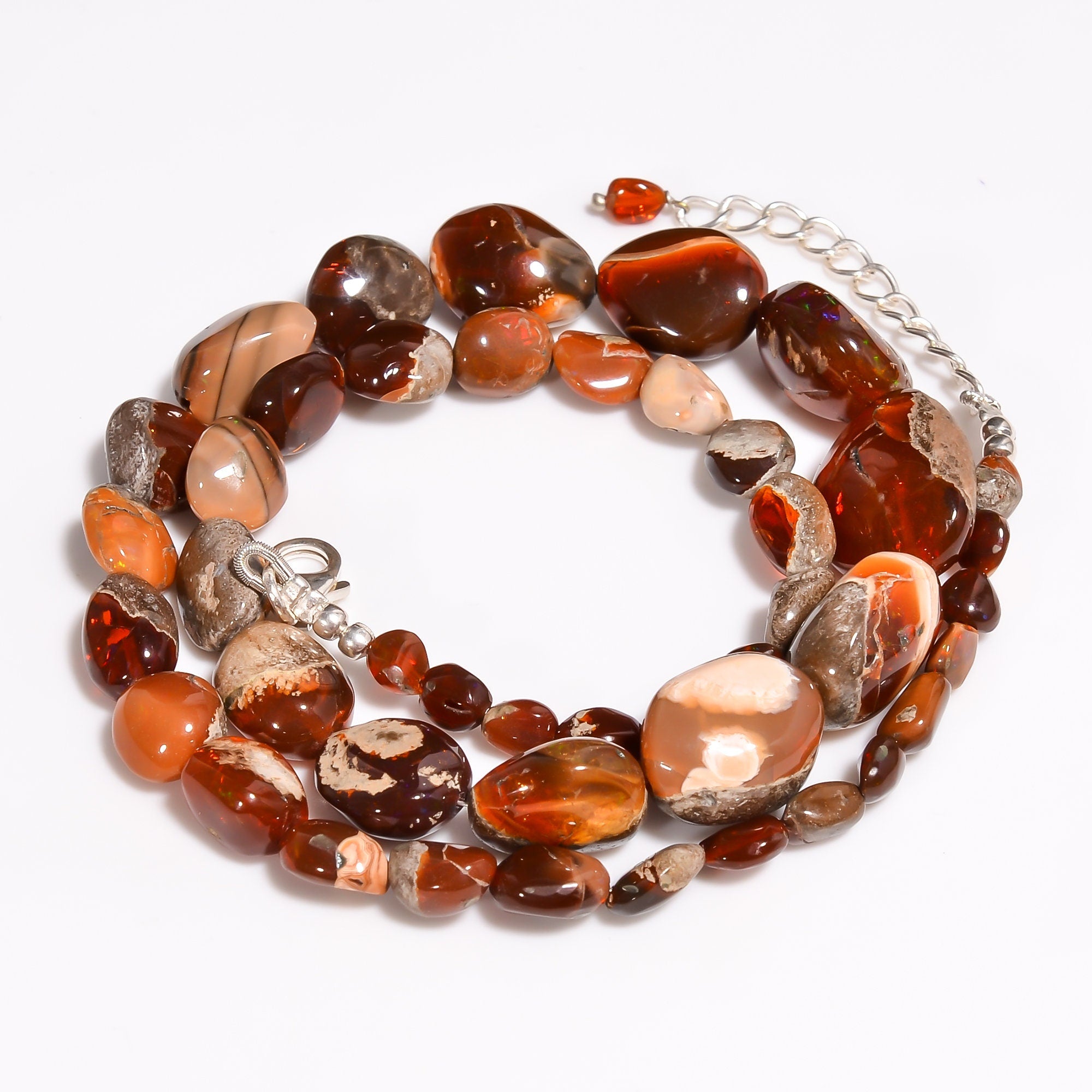 chocolate opal with matrix natural gemstone tumbled shape smooth necklace 
