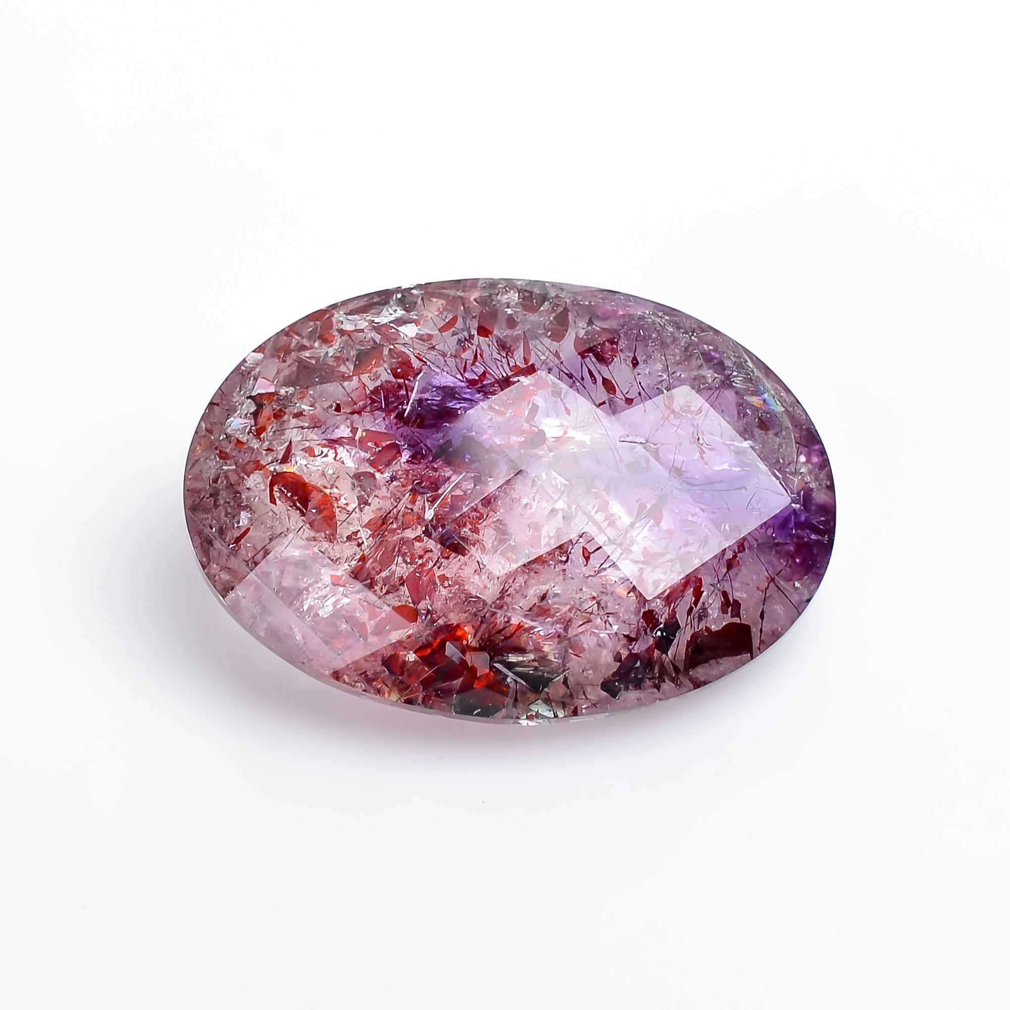 natural elestial quartz oval shape faceted loose gemstone