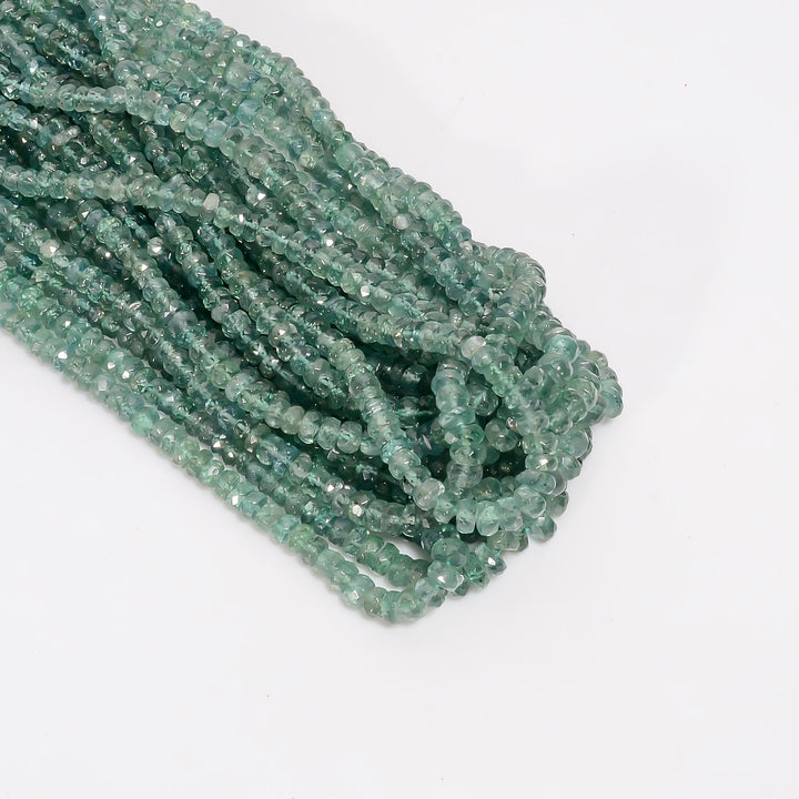 green kyanite natural gemstone rondelle shape faceted 