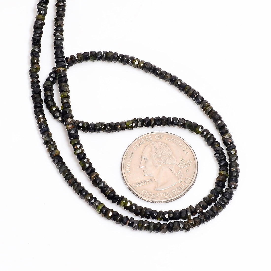 chrome tourmaline natural gemstone rondelle shape faceted 18 lines strand 18 beads 3x3x2 mm 849 ct yn 507