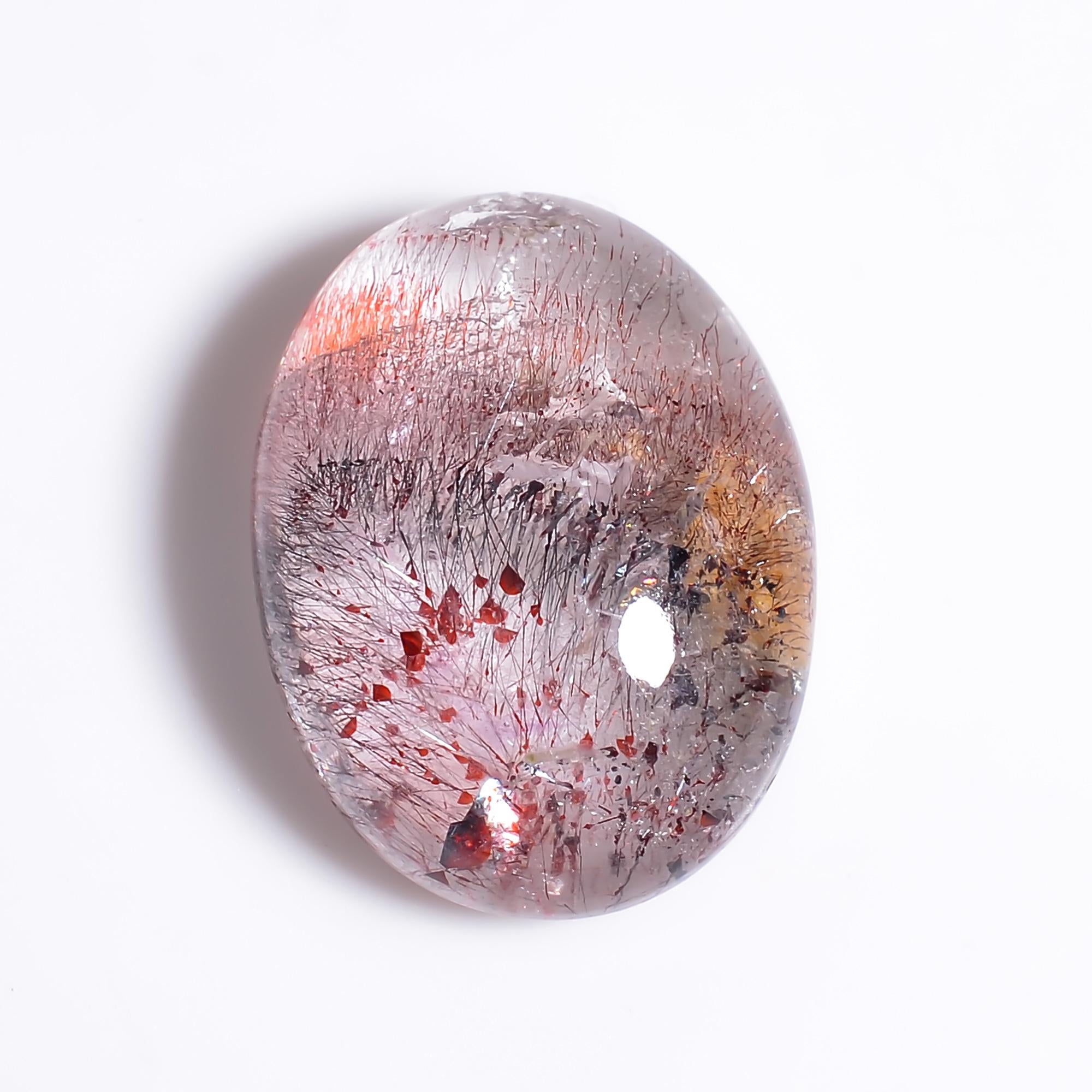 elestial quartz natural oval shape cabochon loose gemstone