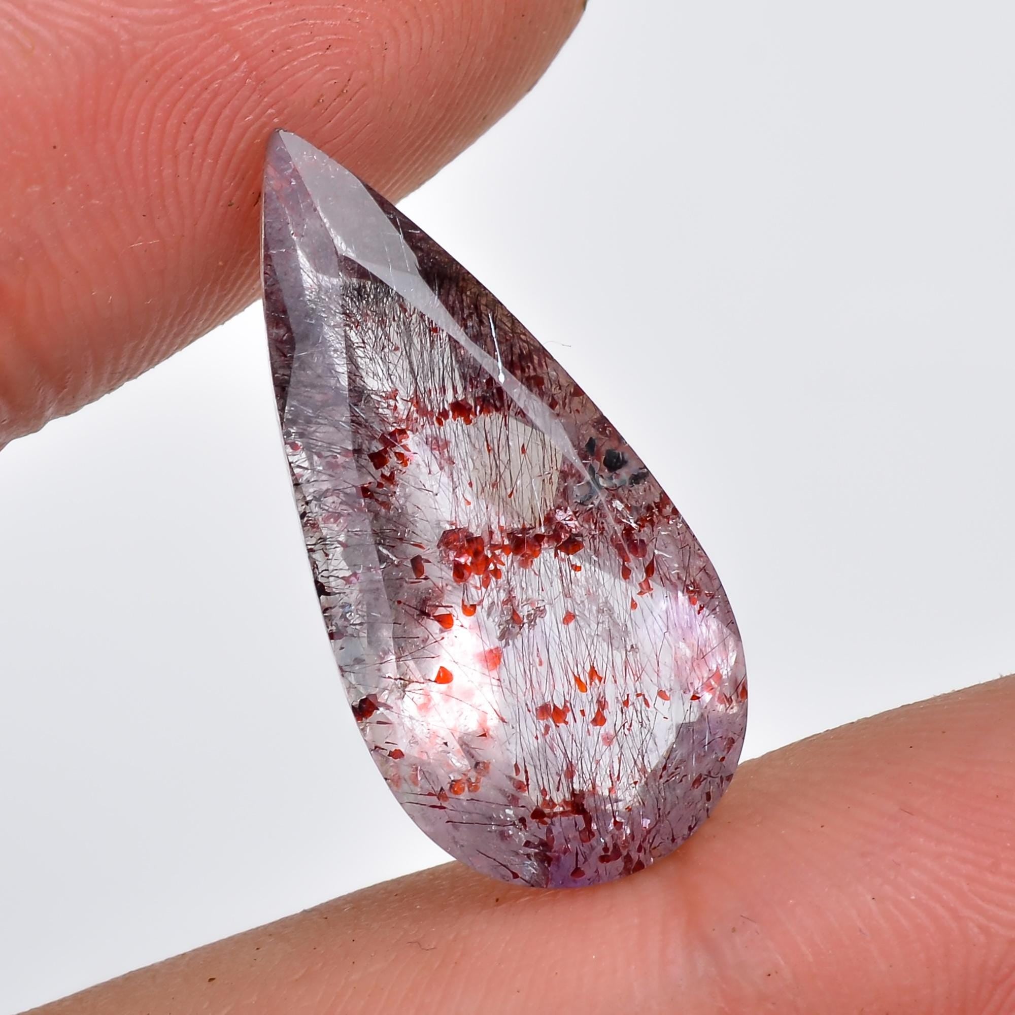 elestial quartz pear shape cut stone loose gemstone