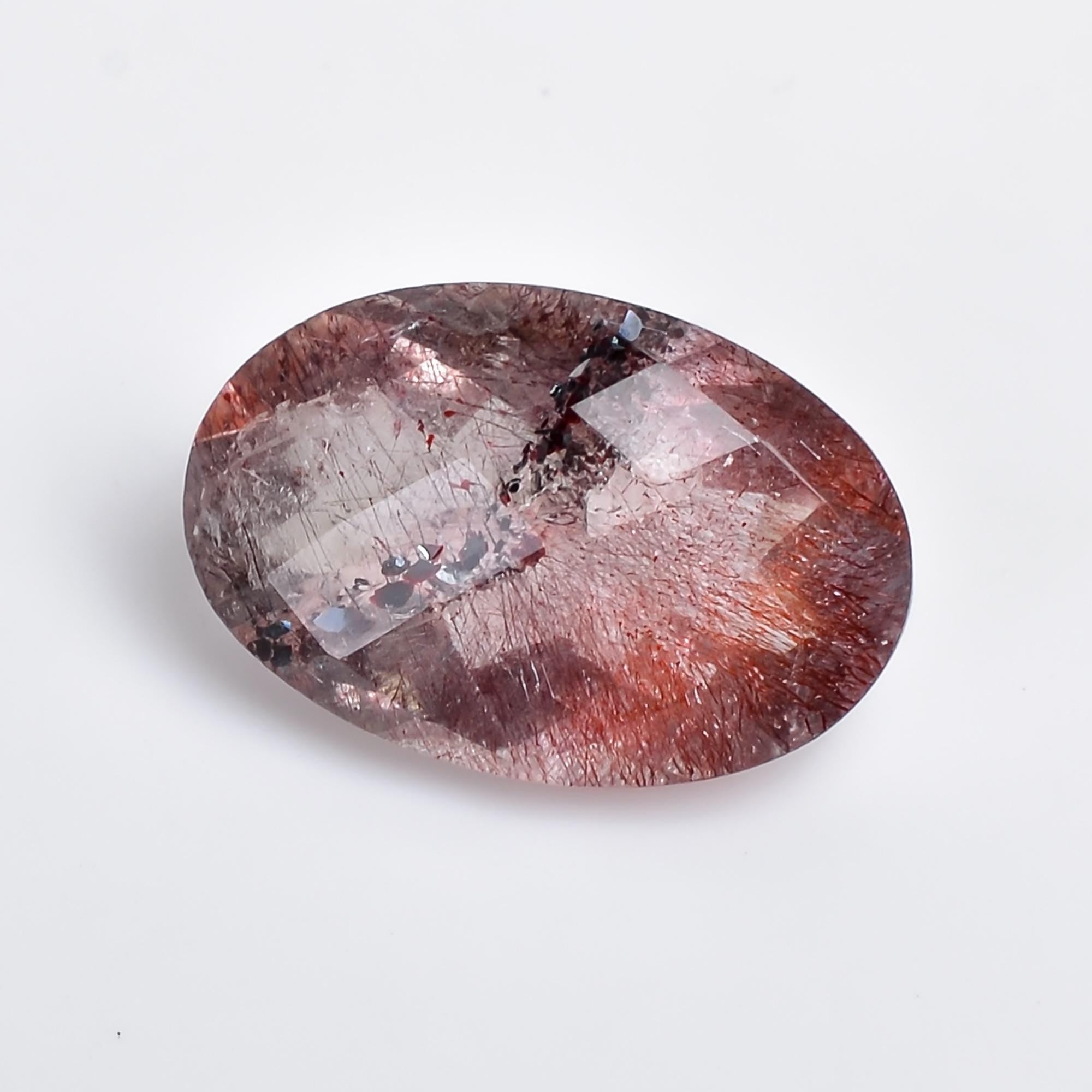 natural elestial quartz oval shape faceted loose gemstone