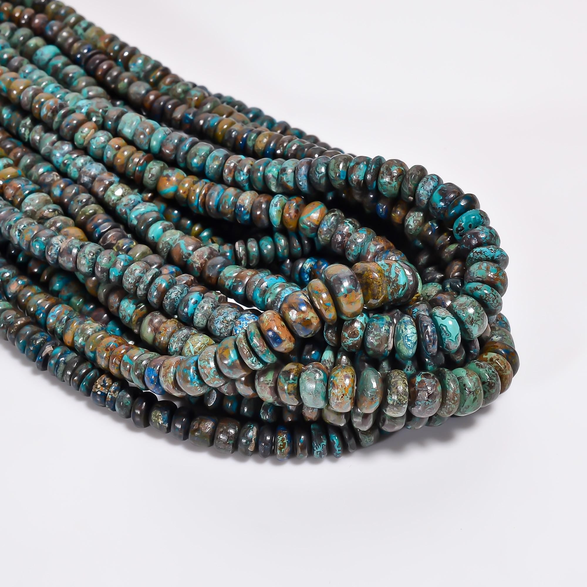 chrysocolla natural gemstone rondelle shape smooth 