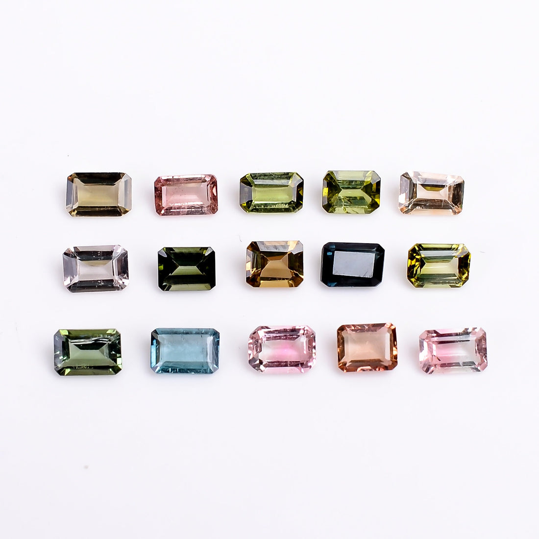 multi tourmaline radiant shape cut stone natural loose gemstone 15 pcs