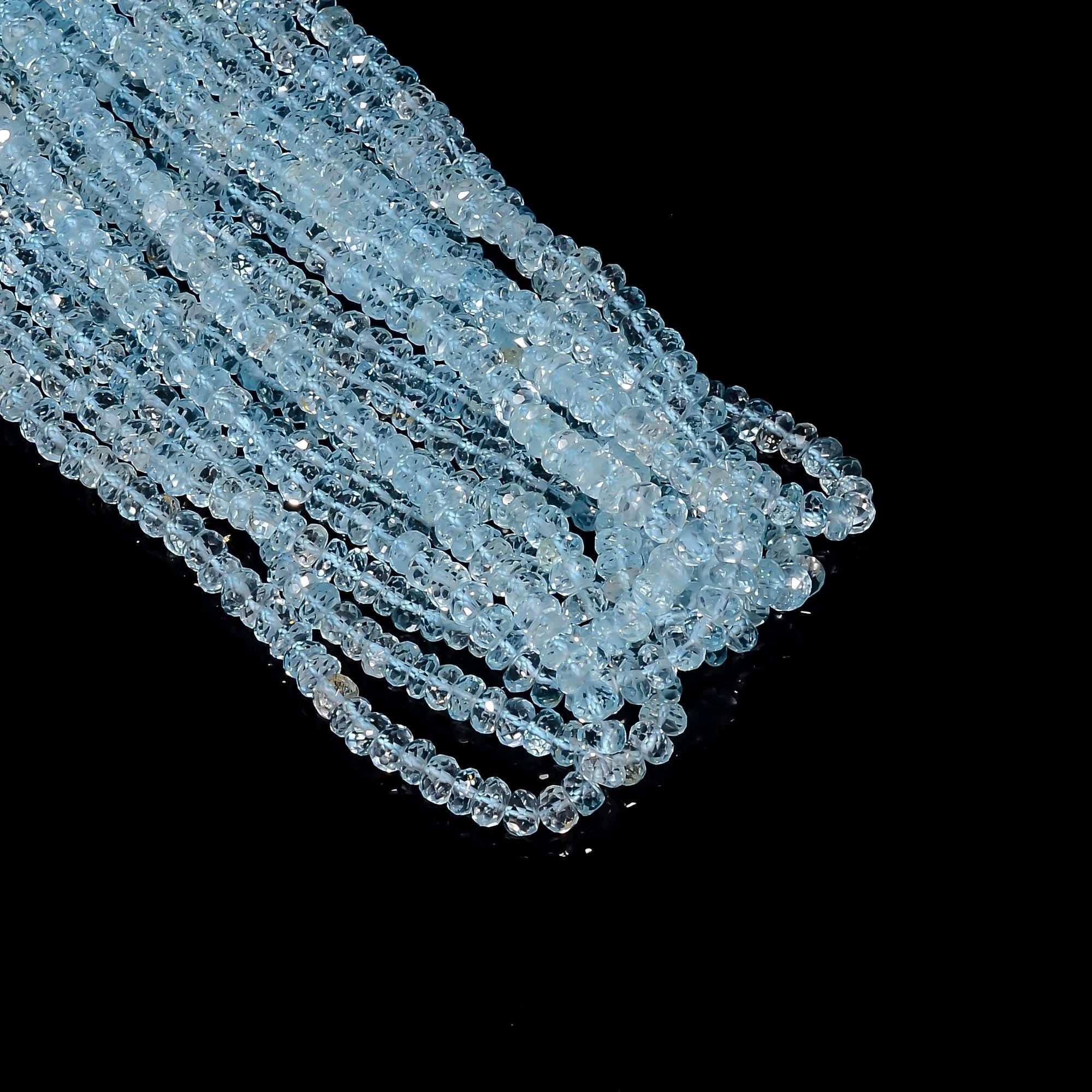 blue topaz natural gemstone rondelle shape faceted 8 lines strand 16 beads 5x5x3 mm 983 5 ct yn 527