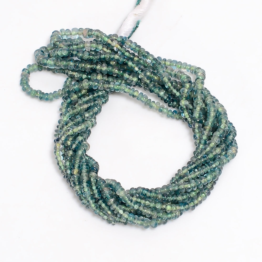 neon blue tourmaline natural gemstone rondelle shape smooth 4 lines strand 16 beads 3x3x2 mm 140 5 ct yn 518