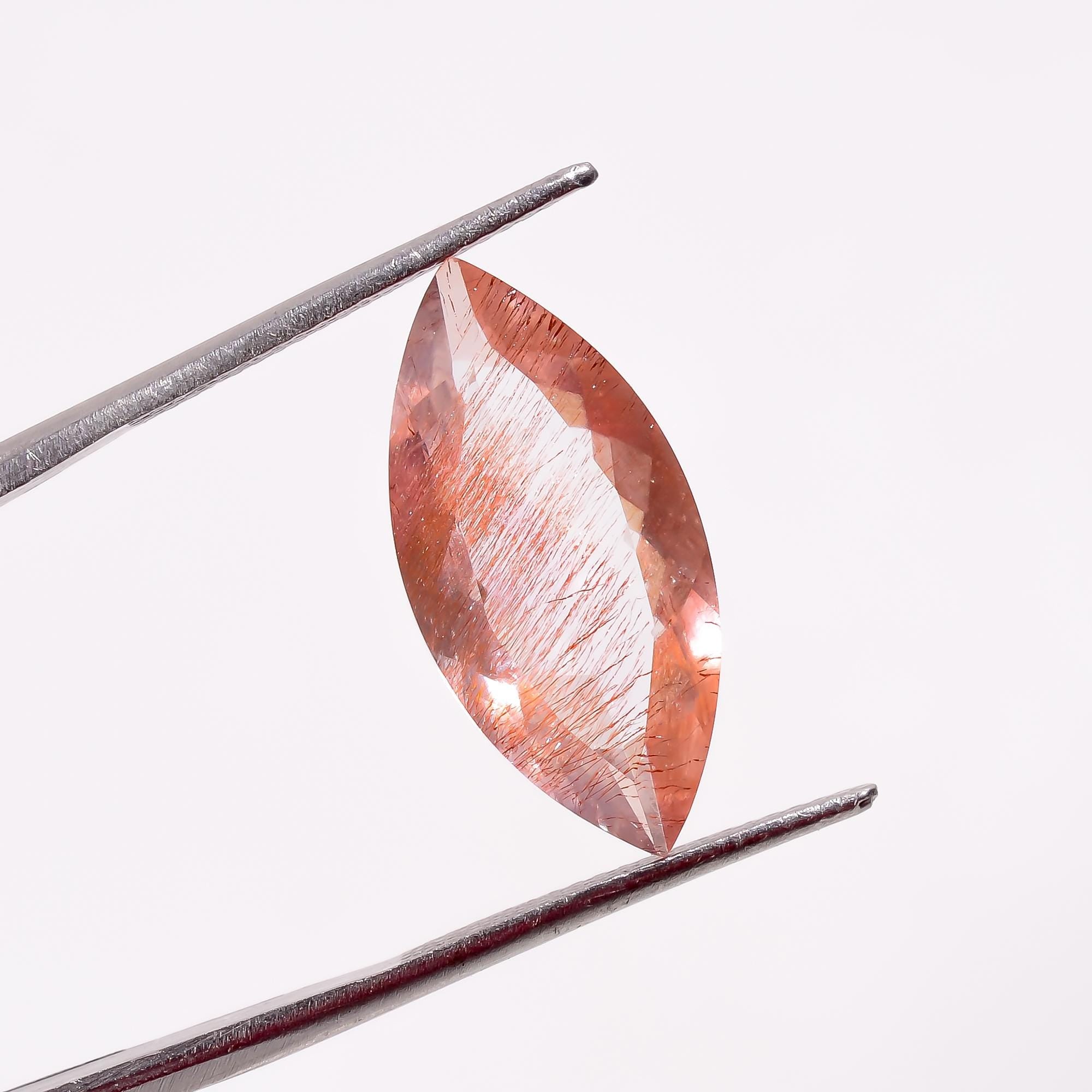elestial quartz with lepidocrocite natural marquise shape cut stone loose gemstone
